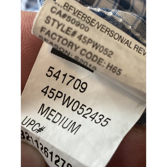 Izod Mens Medium Blue & White Checkered Short Sleeve Button-Down Shirt - Picture 3 of 8